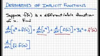 Screencast 2.7.2: Derivatives of implicit functions