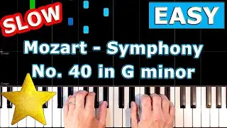 Mozart - Symphony No . 40  - SLOW EASY Piano Tutorial