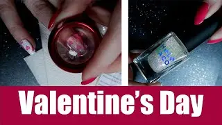 Valentine's Day Stamping Over Unicorn Skin Polish