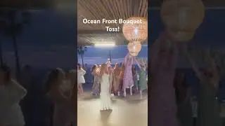 Fun ocean front bouquet toss! #bouquettoss #oceanfrontwedding