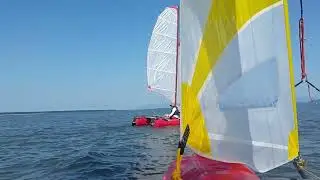 Velejando veleiro inflável BC 450 Race / Pontal -  Ilha das Peças -  PR