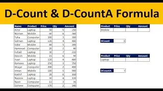 DCount and DCountA formula In Excel