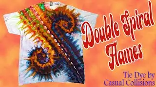 Tie Dye:  Double Spiral Flames Sash  [Ice Dye]