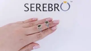 Серьги серебряные с фианитом цвета перидот 