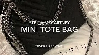 Stella McCartney - Falabella Mini Tote Bag with Diagonal “v” stitching in Silver Hardware