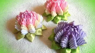 diy how to make satin ribbon flower, kanzashi tutorial