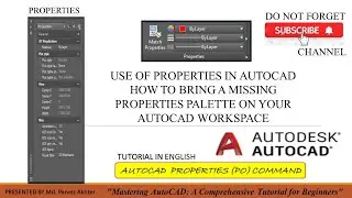How to use Object Properties in AutoCAD #How to restore Properties palette What is properties Hindi?
