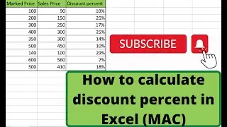 How to calculate discount percent in Excel (MAC)
