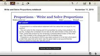 Proportions - Write and Solve Proportions