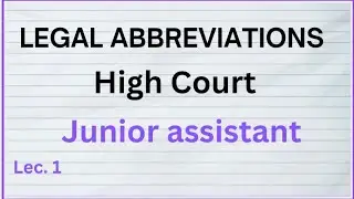 Legal Abbreviations Used In Court !! Junior Assistant Exams !! Judiciary Exams !! 2024 !!