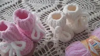 пинетки спицами из софти (кыргыз тилинде) 0 до 12мес подробный мастер класс