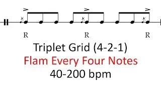 Flam every four notes | 40-200 bpm triplet grid sheet music
