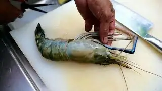 Тайская Уличная Еда - Гигантская Креветка Лапша Омлет Морепродукты Таиланд