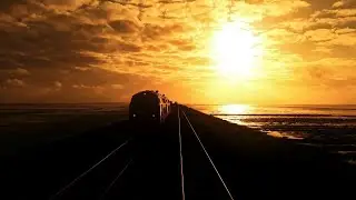 Sonnenaufgang Westerland (Sylt) - Niebüll / Fst-Mitfahrt Br 218 (Jahr 2016)