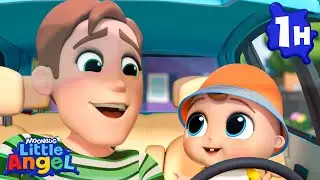 Driving With My Super Dad | Little Angel | 🚌Wheels on the BUS Songs! | 🚌Nursery Rhymes for Kids