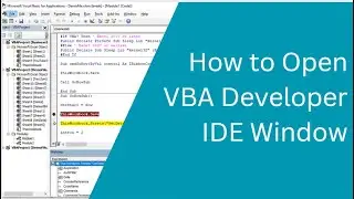 How to Open VBA Developer IDE Window