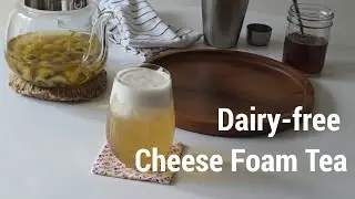 Home tea shop/cafe: Dairy-free cream cheese foam chrysanthemum iced tea.