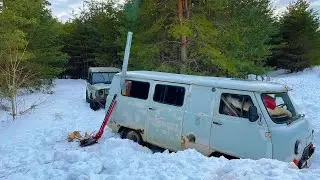 Ночь в лесу в -17! Тест буржуйки. Пробиваем дорогу к пирсу. Всё пошло не по плану! #Уаз