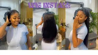 BEST SLEEK STRAIGHT WIG | FULL TO THE END | BUSS DOWN MIDDLE PART FRONTAL WIG INSTALL | WIGGINS HAIR