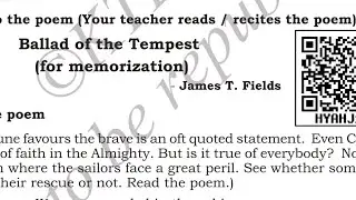 Ballad of the Tempest Line by Line Explanation in Hindi SSLC Class 10
