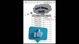 How to get day name from date in excel | Text Formula in excel