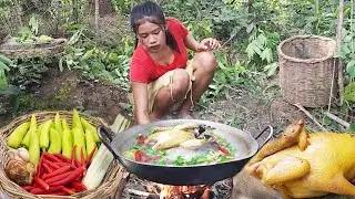 Wow Spicy Chicken Soup! Tasty Chicken recipe cooking for jungle food you may like