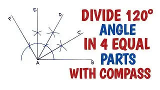 Draw an angle of 120 degree using compass and divide it into 4 equal parts....
