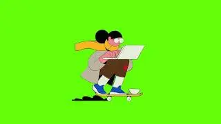 Skater Girl in Motion: 2D Animation Adventure green screen