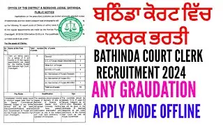BATHINDA COURT CLERK RECRUITMENT 2024 | District court bathinda under clerk recruitment 2024