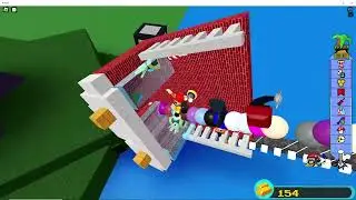 Playing build a boat with my friend.