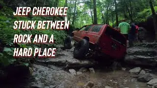 Jeep Cherokee Off Road Recovery | Stuck Between Rock and a Hard Place