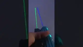 1.2W 525nm Green and 1.6W 450nm Blue lasers at cloudy sunset