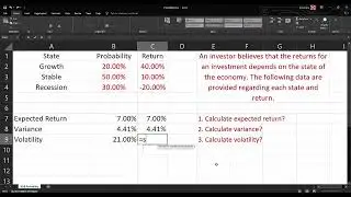 Probability Risk and Return Using Excel