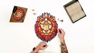 UNIDRAGON Dřevěné puzzle mysterious lion velikost M