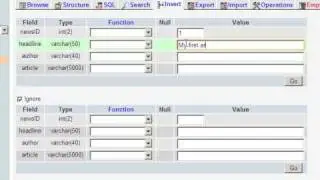 4. Entering records into a mySQL table using phpMyAdmin