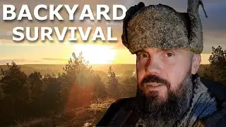 Backyard camping with trench coat only