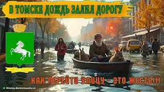 После дождя 🌧️ дорогу залило водой. Пробую её перейти)))