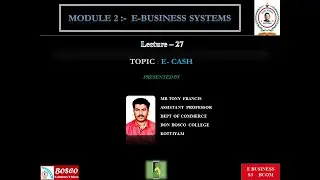 E BUSINESS (BCOM S3)- LECTURE 27: ELECTRONIC CASH ( E-CASH)