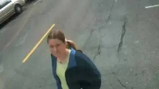 Agitated woman blocks google shuttle