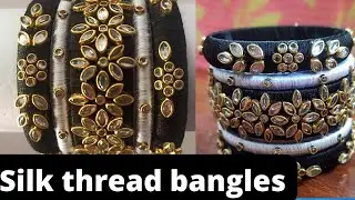 how to make fancy silk thread bangle  using kundan stones#kundansilkthreadbangles