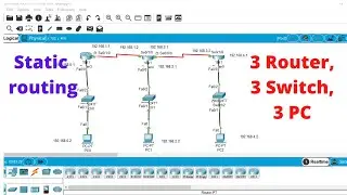 3 Router, 3 Switch, 3 PC | Static Routing Configuration