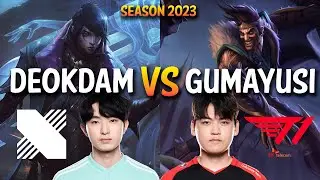 DRX Deokdam vs T1 Gumayusi - Deokdam APHELIOS vs Gumayusi DRAVEN ADC - KR Ranked