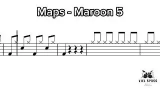 [ Drum Note Level 7 (Easy) ] Maroon 5 - Maps | แจกโน้ตกลอง