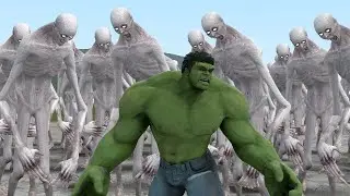 HULK VS 100 OLD SCP 096!!! Garrys Mod Sandbox