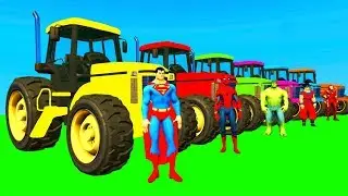 Fun Color Tractor & Superheroes Cartoon for Kids and Colors for Children Nursery Rhymes