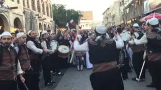عراضة  شامية في قطر \سوق  واقف\افتتاح مهرجان الربيع \ بأدارة عراضة أفراح سورية