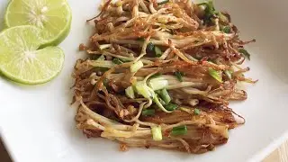 Crispy Garlicky Enoki Mushroom Stir-Fry | 1-Pan Vegan Side Dish With Only 5 Ingredients