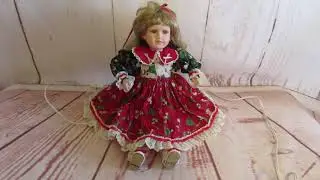 Vintage Animated Christmas Porcelain Sitting Doll Tested (eBay Item ID: 153631339548)
