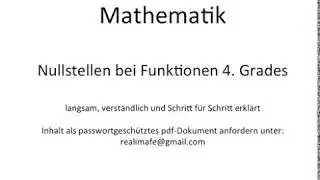 Nullstellen bei Funktionen 4. Grades