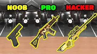 Gun Simulator 3D Gameplay - NOOB vs PRO vs HACKER (iOS/Android)